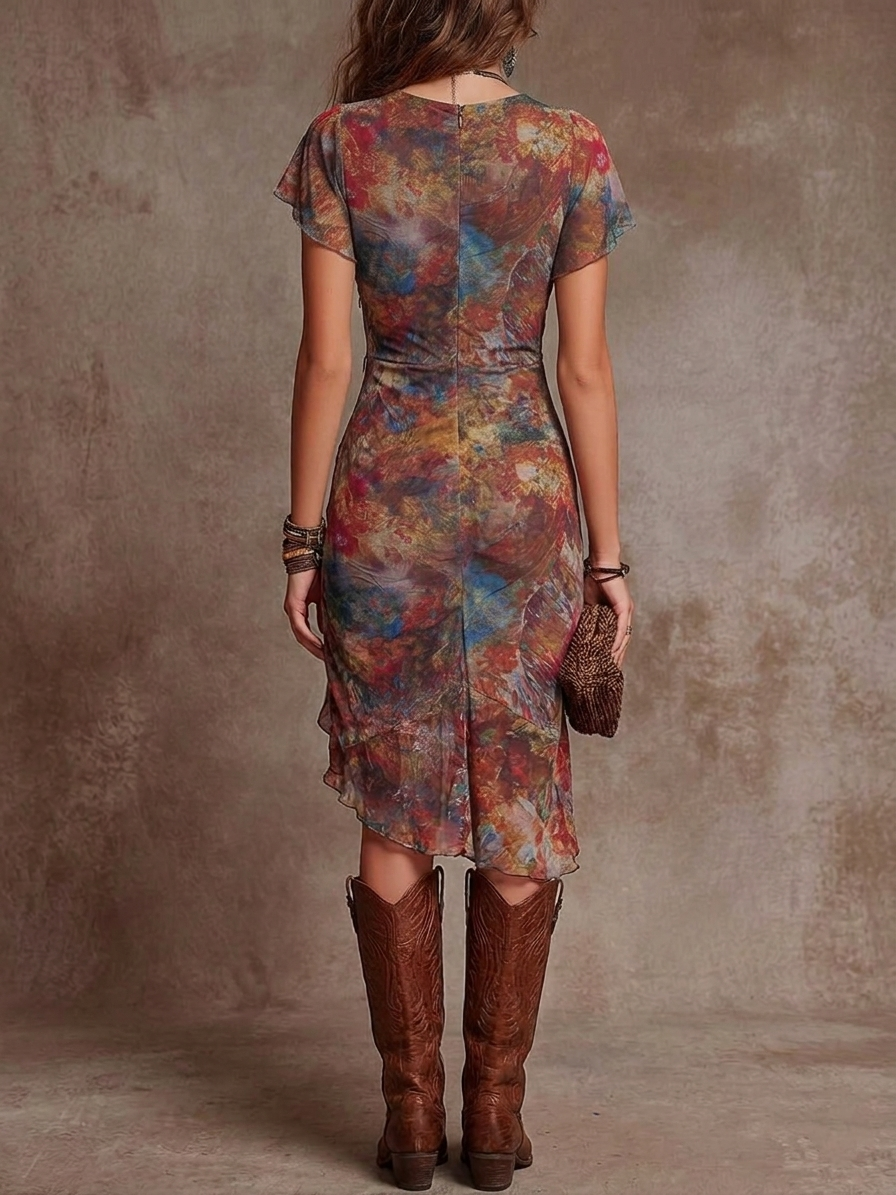 Martina™ Boho Ruched Midi Dress