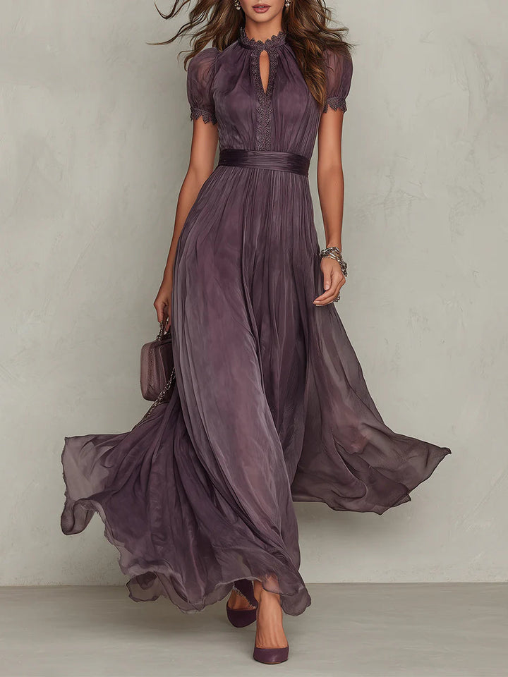 Vivienne™ Lace Trim Chiffon Maxi Dress