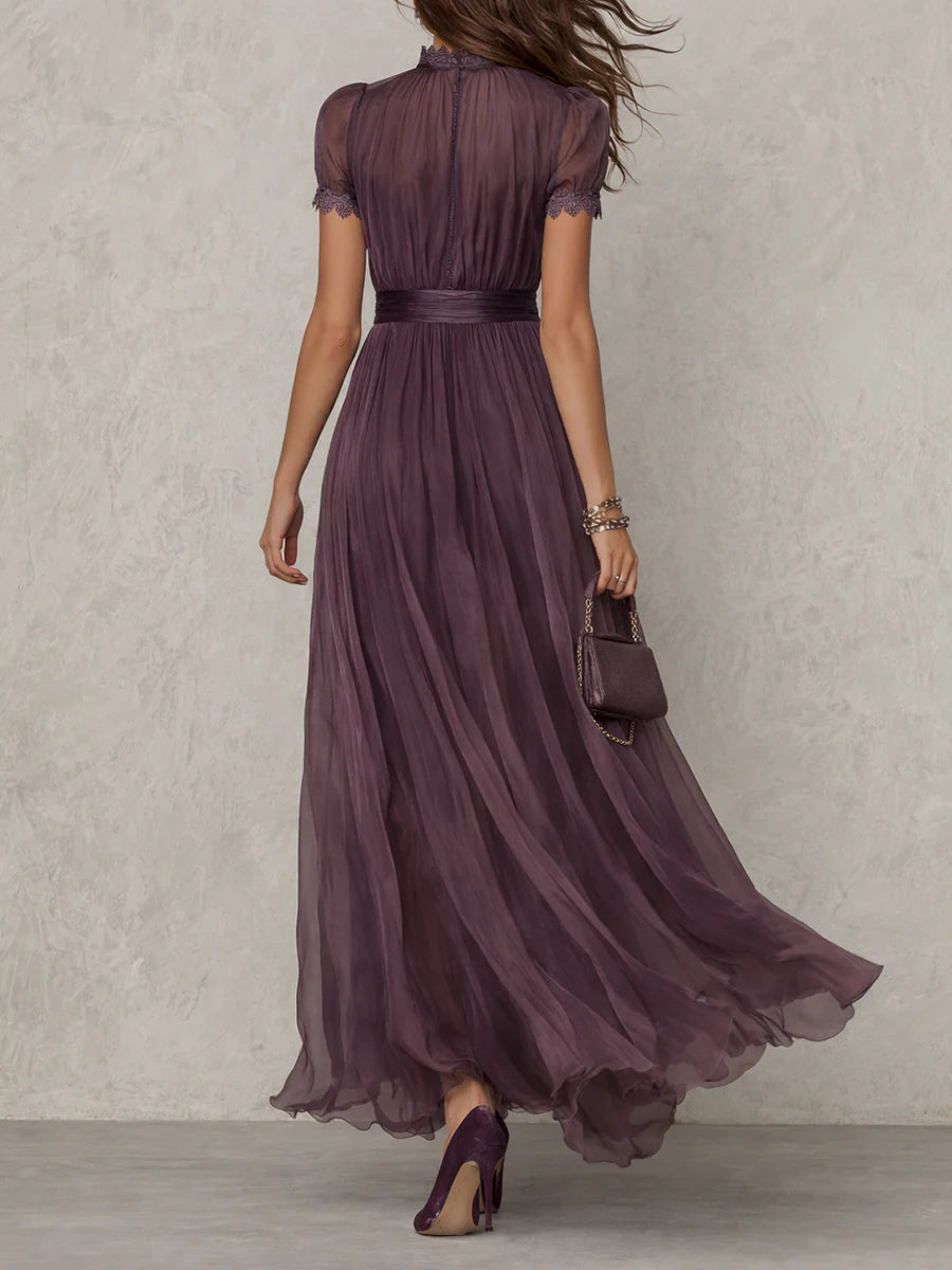 Vivienne™ Lace Trim Chiffon Maxi Dress