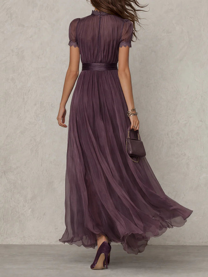 Vivienne™ Lace Trim Chiffon Maxi Dress